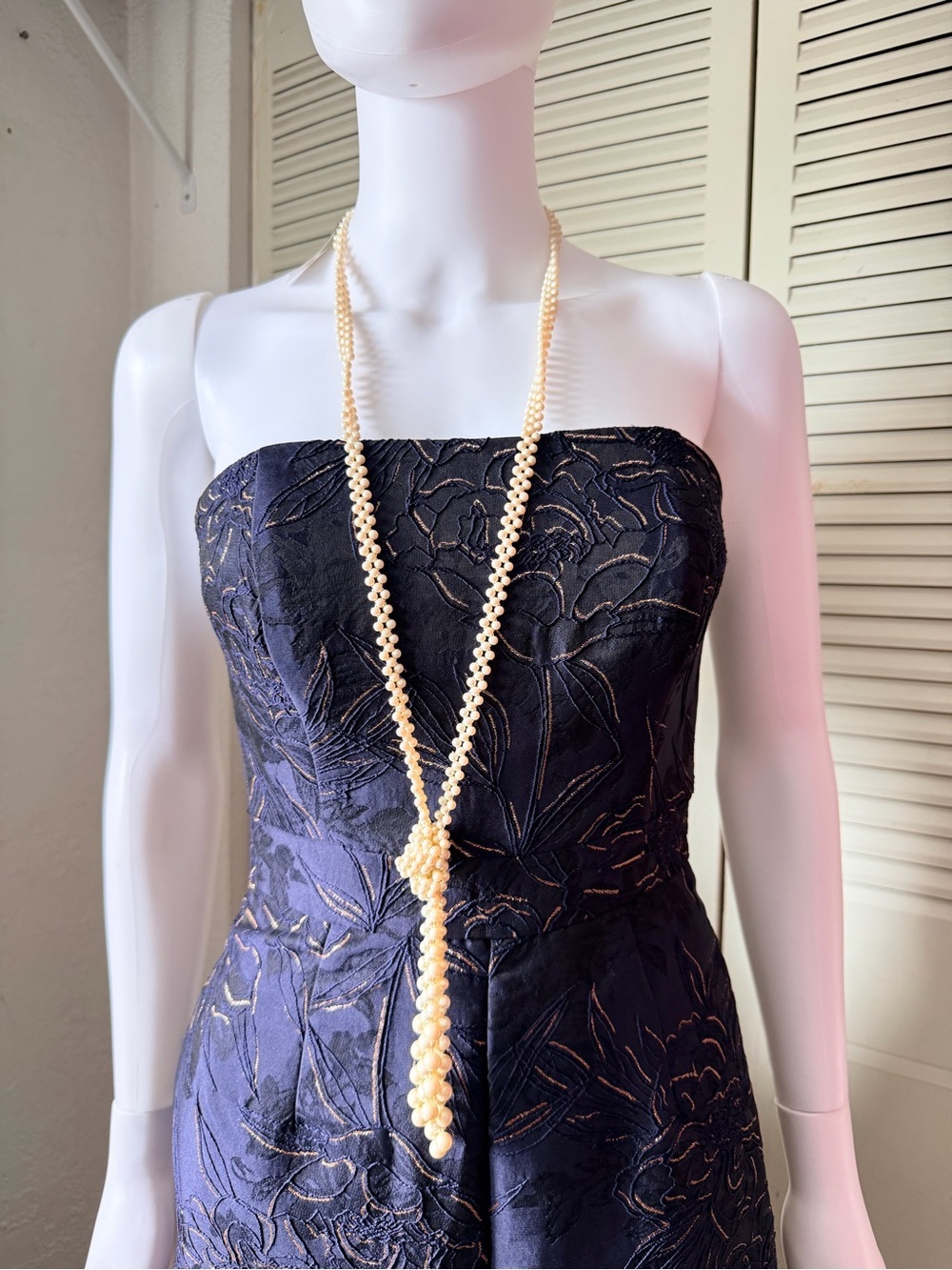 Carolee Cream Double Strand Pearl Necklace with Knot Accent